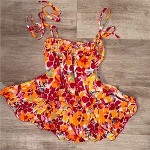 gorgeous summery floral ruffle blouse